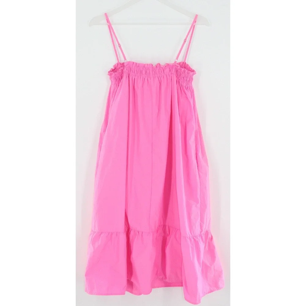 THML Tiered Mini Dress Smocked Ruffle Neck XS Pink JH2008-PK - Picture 2 of 6